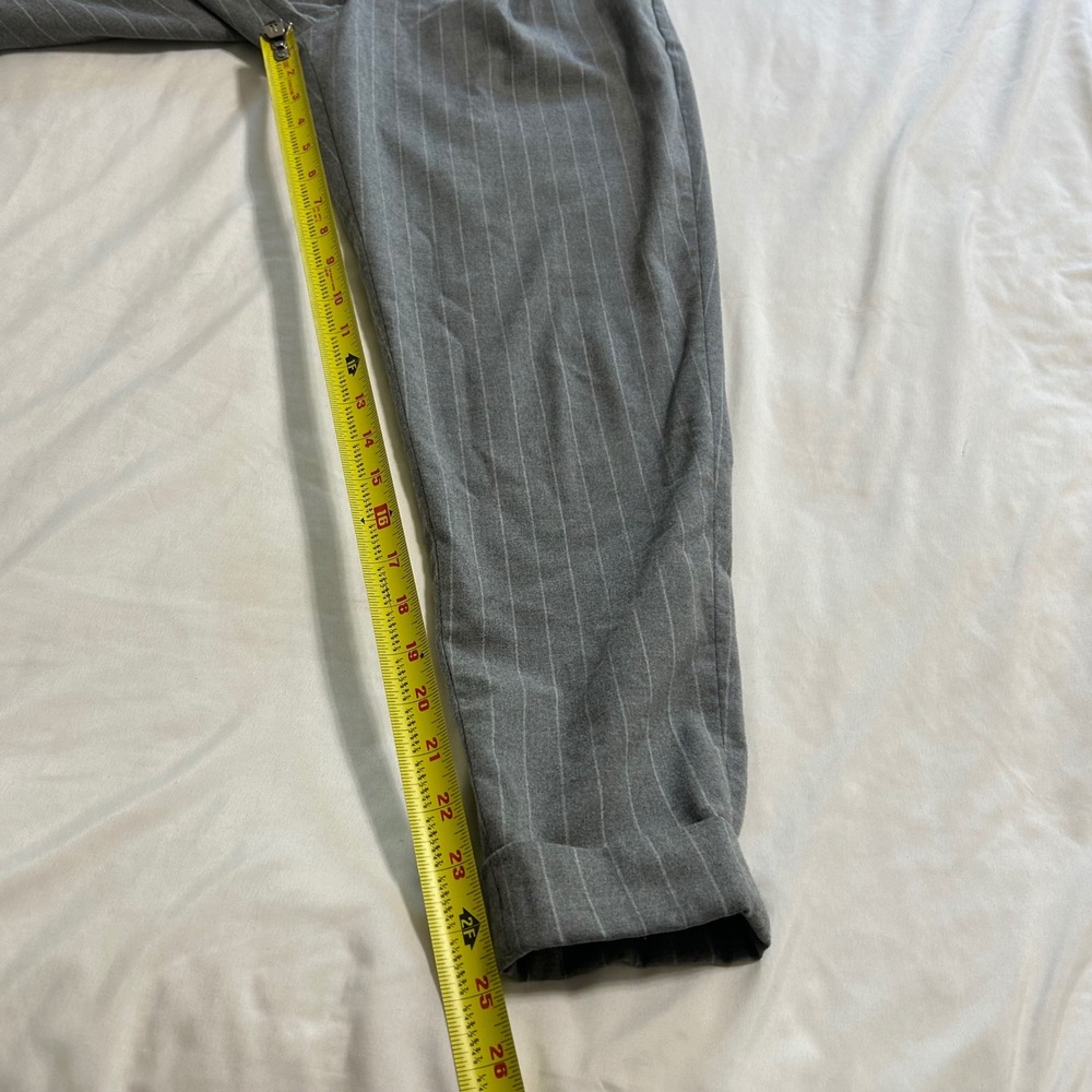 Banana Republic Grey Pinstripe Pleated Cuffed Trousers Size 0 Workwear Pants - Picture 7 of 12